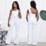 Women Summer Elegant Slash Shoulder Jumpsuit