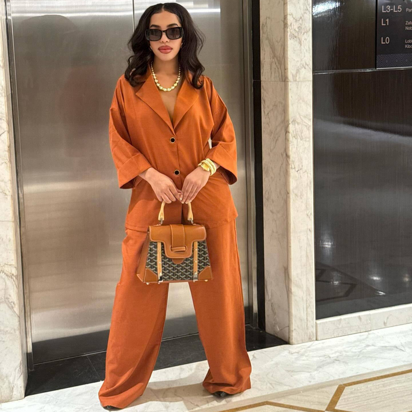 Women Turndown Collar Shirt and Pant Two-Piece Set