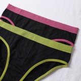 Plus Size Seamless Low Rise Women's Panties Sexy Striped Color Block High Stretch Briefs