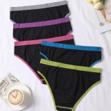 Plus Size Seamless Low Rise Women's Panties Sexy Striped Color Block High Stretch Briefs