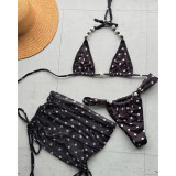 Women Holidays Polka Dot Swimsuit Three-Piece Set