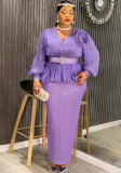 Africa Plus Size Women's Fashion Loose Sequin Evening Dress