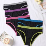 Plus Size Seamless Low Rise Women's Panties Sexy Striped Color Block High Stretch Briefs