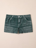 Women's Seamless Simulated Denim Pattern Print Outdoor Wear High Stretch Breathable Mid-Rise Square Leg Shorts