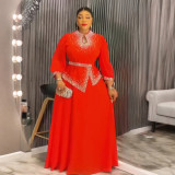 Career Women's Muslim Africa Beaded Fashion Plus Size Dress