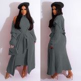 Women Fall/Winter Dress and Jacket Two-Piece Set