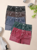 Women's Seamless Simulated Denim Pattern Print Outdoor Wear High Stretch Breathable Mid-Rise Square Leg Shorts