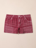 Women's Seamless Simulated Denim Pattern Print Outdoor Wear High Stretch Breathable Mid-Rise Square Leg Shorts