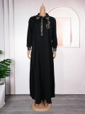 Africa Plus Size Women's Muslim Beaded Loose Dress