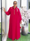 Africa Plus Size Women's Muslim Beaded Loose Dress