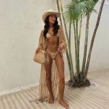 Sexy Leopard Print Two-Piece Bikini Cover Up 3-Piece Swimsuit