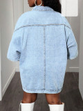Women's Street Fashion Bat Sleeve Denim Jacket