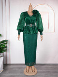 Africa Plus Size Women's Fashion Loose Sequin Evening Dress
