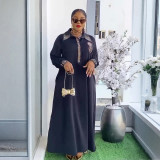 Africa Plus Size Women's Muslim Beaded Loose Dress
