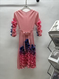 Africa Plus Size Dress Fashion Rainbow Ruffle Chic Elegant Slim Fit Midi Dress