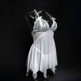 Women See-Through Suspender Nightdress Irregular Lingerie Set