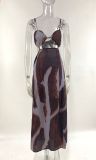 Women's Spring & Summer Fashion Tie-Dye Sexy Frontless Strap Sleeveless Maxi Dress For Holidays