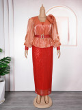 Africa Plus Size Women's Fashion Loose Sequin Evening Dress