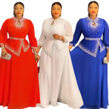 Career Women's Muslim Africa Beaded Fashion Plus Size Dress