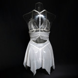 Women See-Through Suspender Nightdress Irregular Lingerie Set