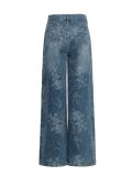Blue Jacquard Denim Pants Women Loose Wide Leg Straight Leg Trousers