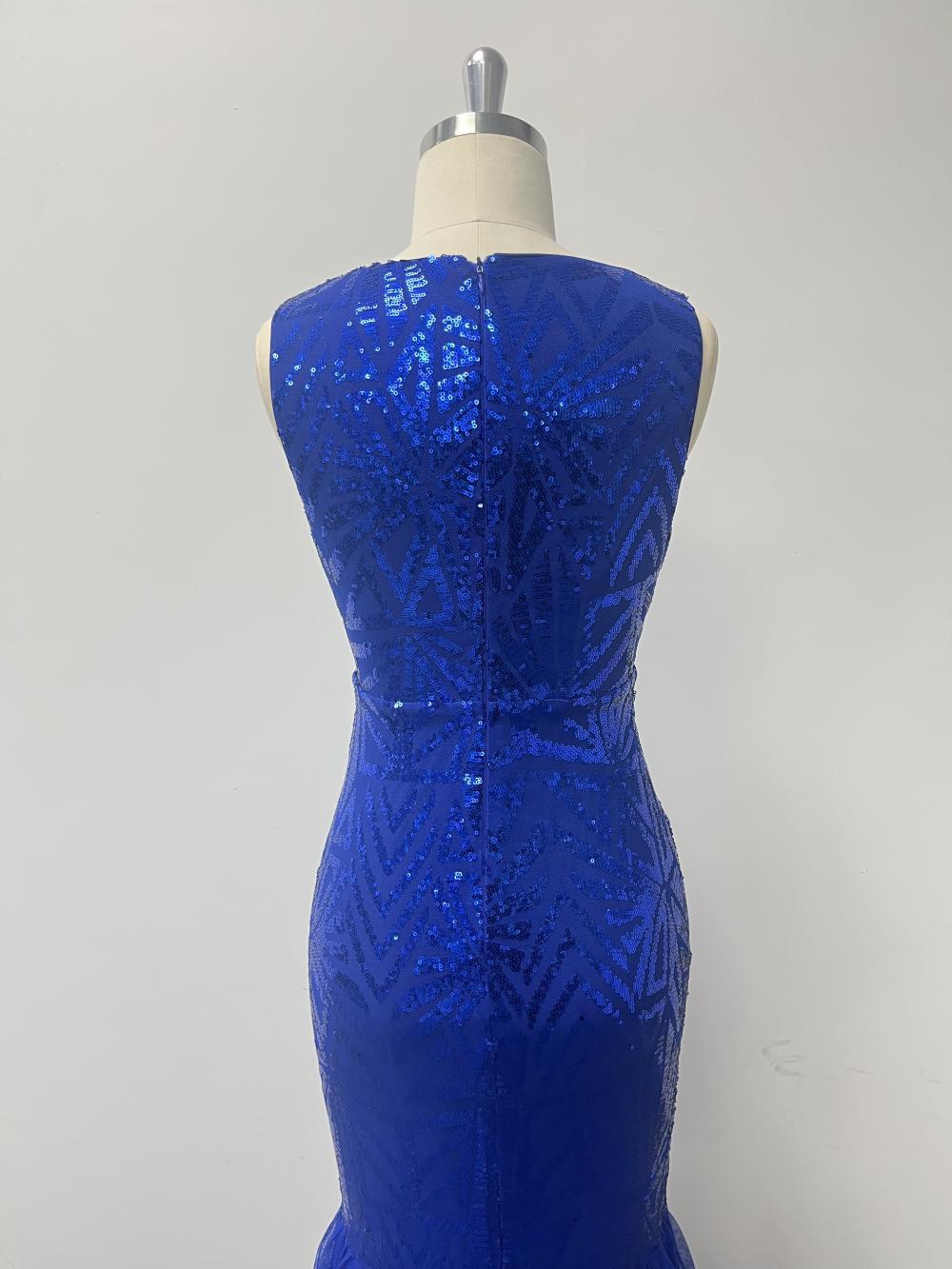 Women Fall Sleeveless Round Neck Sparkling Party Patchwork Dress