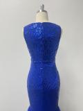 Women Fall Sleeveless Round Neck Sparkling Party Patchwork Dress