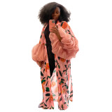 Women Beach Holiday Beach Print Cover-Up Jacket