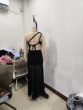 Women One-Shoulder Lace-Up See-Through Solid Dress