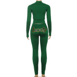 Women Fall Casual Printed Long-Sleeved Top and Pants Two-Piece Set