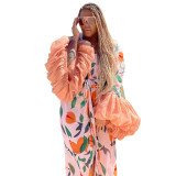 Women Beach Holiday Beach Print Cover-Up Jacket