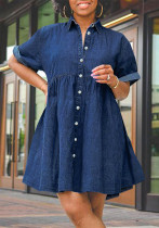 Women Denim Short Sleeve Puff Dress Women Denim Short Sleeve Puff Dress