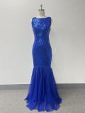 Women Fall Sleeveless Round Neck Sparkling Party Patchwork Dress