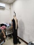 Women One-Shoulder Lace-Up See-Through Solid Dress