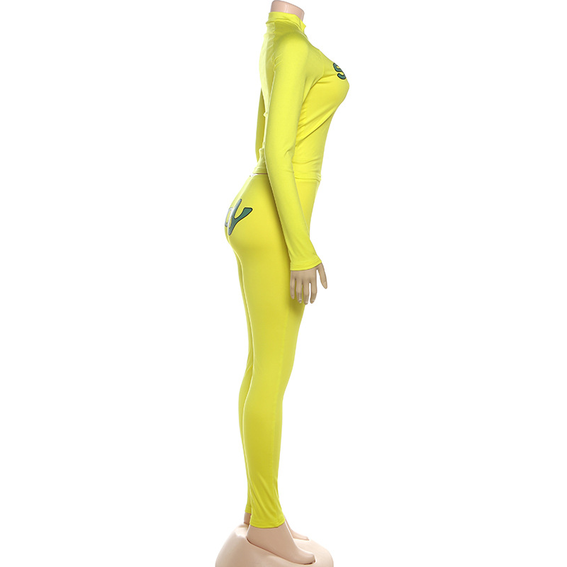 Women Fall Casual Printed Long-Sleeved Top and Pants Two-Piece Set