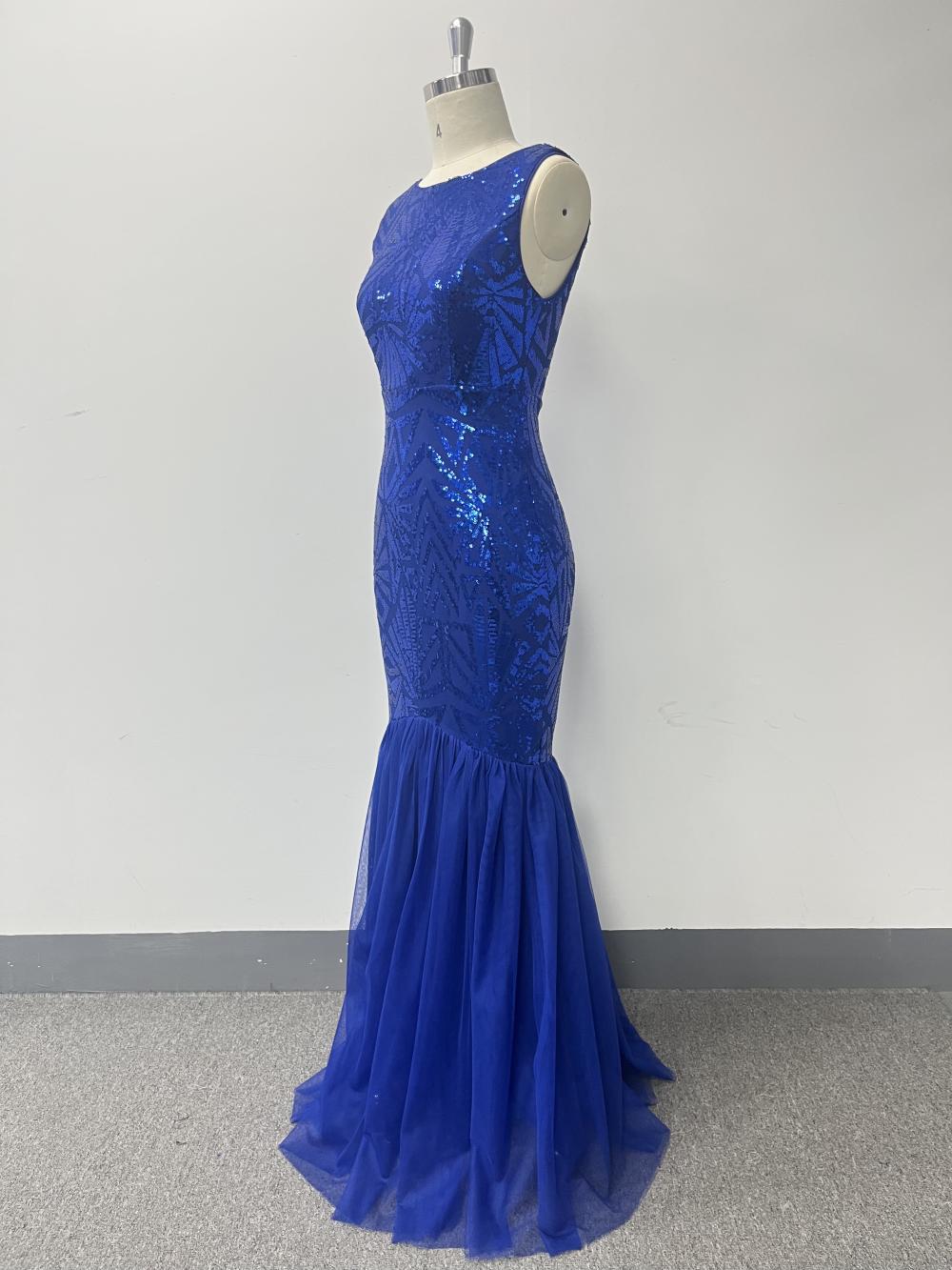 Women Fall Sleeveless Round Neck Sparkling Party Patchwork Dress