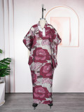 Plus Size Women African Ethnic Printed Robe and Headband Dress