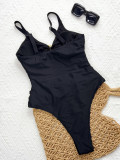 Women Sexy Solid Cutout Spa Holiday One-Piece Swimwear
