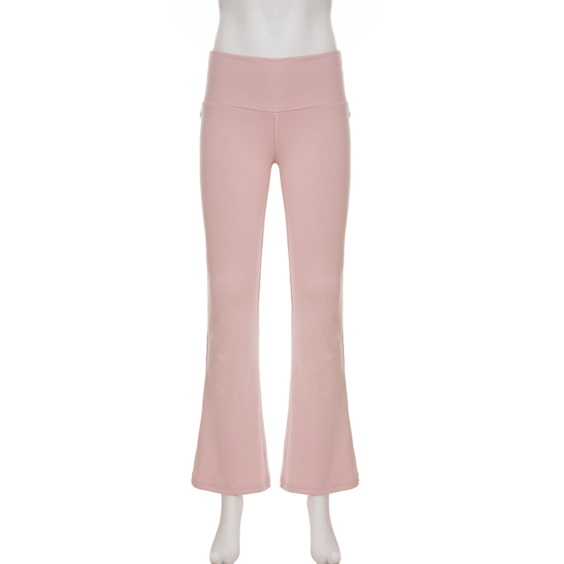 Women Casual Solid Bow Patchwork V-Neck Top and Bell Bottom Pants Two-Piece Set