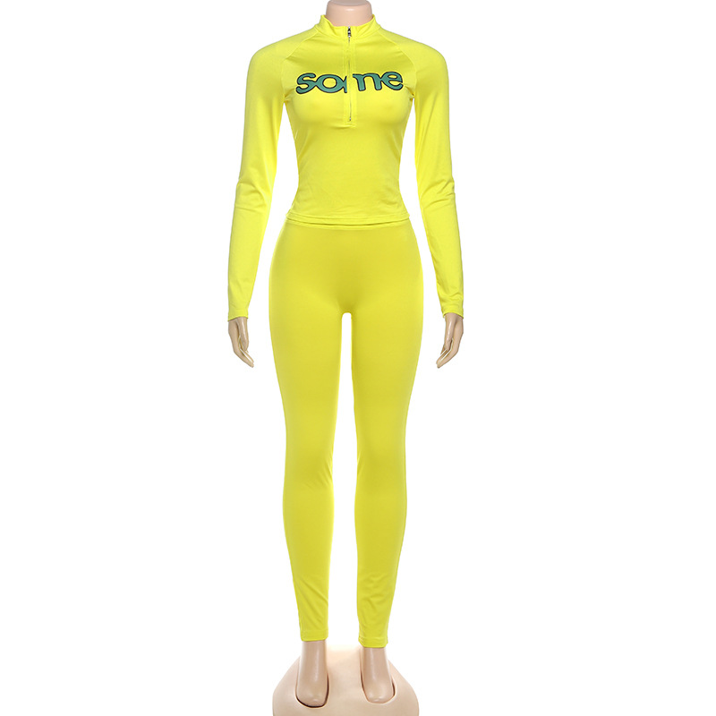 Women Fall Casual Printed Long-Sleeved Top and Pants Two-Piece Set