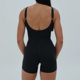 Women Fitness Yoga Solid Backless Jumpsuit