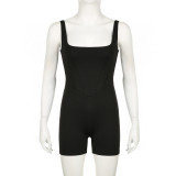 Women Fitness Yoga Solid Backless Jumpsuit