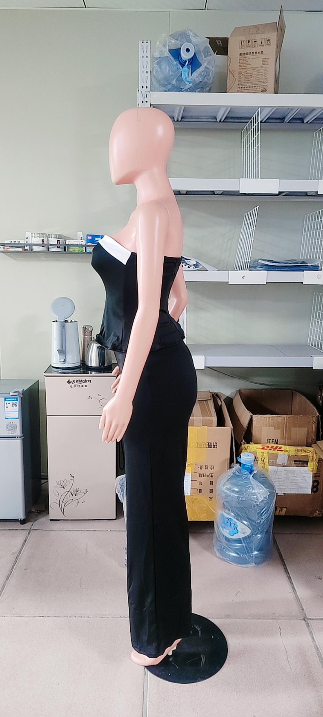 Women Summer Elegant Strapless Contrast Color Top and Pants Two Piece Set