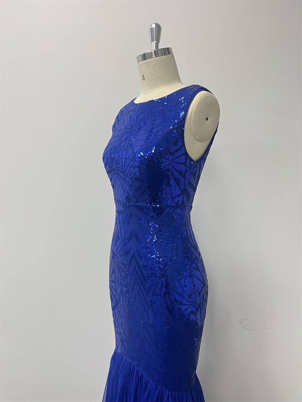 Women Fall Sleeveless Round Neck Sparkling Party Patchwork Dress