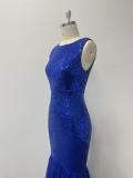 Women Fall Sleeveless Round Neck Sparkling Party Patchwork Dress