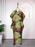 Plus Size Women African Ethnic Printed Robe and Headband Dress