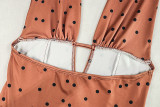 Print Polka Dot Women's Slim Waist Sexy A-Line Pleated Deep V-Neck Sleeveless Short Dress