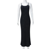 Summer Slimming Lace-Up Low Back Beaded Strap Dress for Women