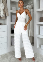 Sleeveless Strappy Wide-Leg Solid Color Slimming Jumpsuit for Women