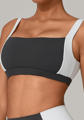 Wide Strap Sports Fitness Bra Anti-Shock Running Push-Up Yoga Training Tank